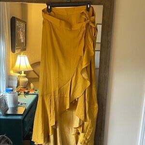 Anthropologie Mustard Yellow Ruffle Skirt